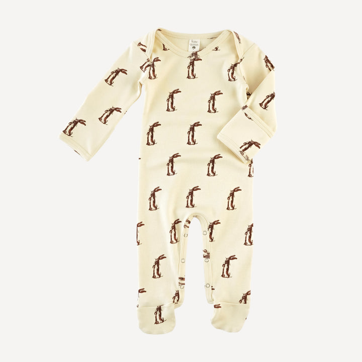 long sleeve lap neck footie | plush rabbit | organic cotton interlock