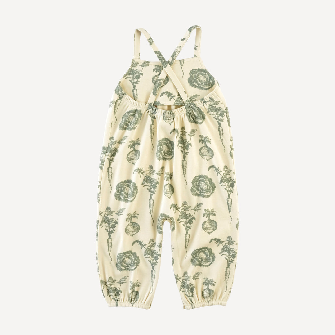 cross back spaghetti strap bubble jumpsuit | jadeite veggies | organic cotton interlock