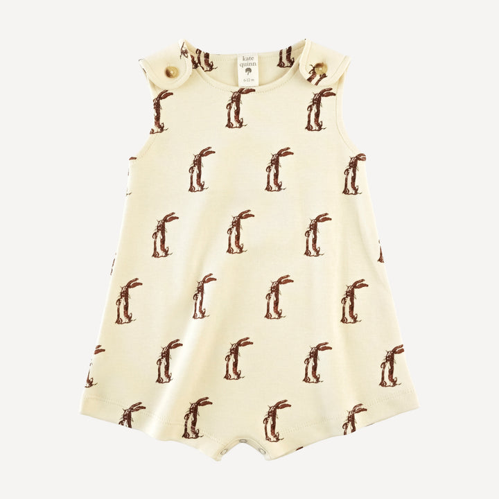 vintage button shortie | plush rabbit | organic cotton interlock