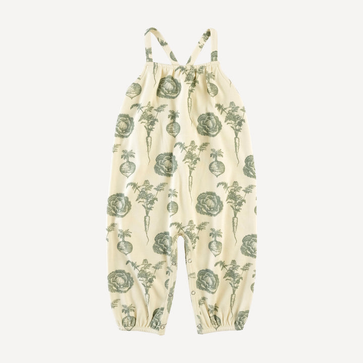 cross back spaghetti strap bubble jumpsuit | jadeite veggies | organic cotton interlock