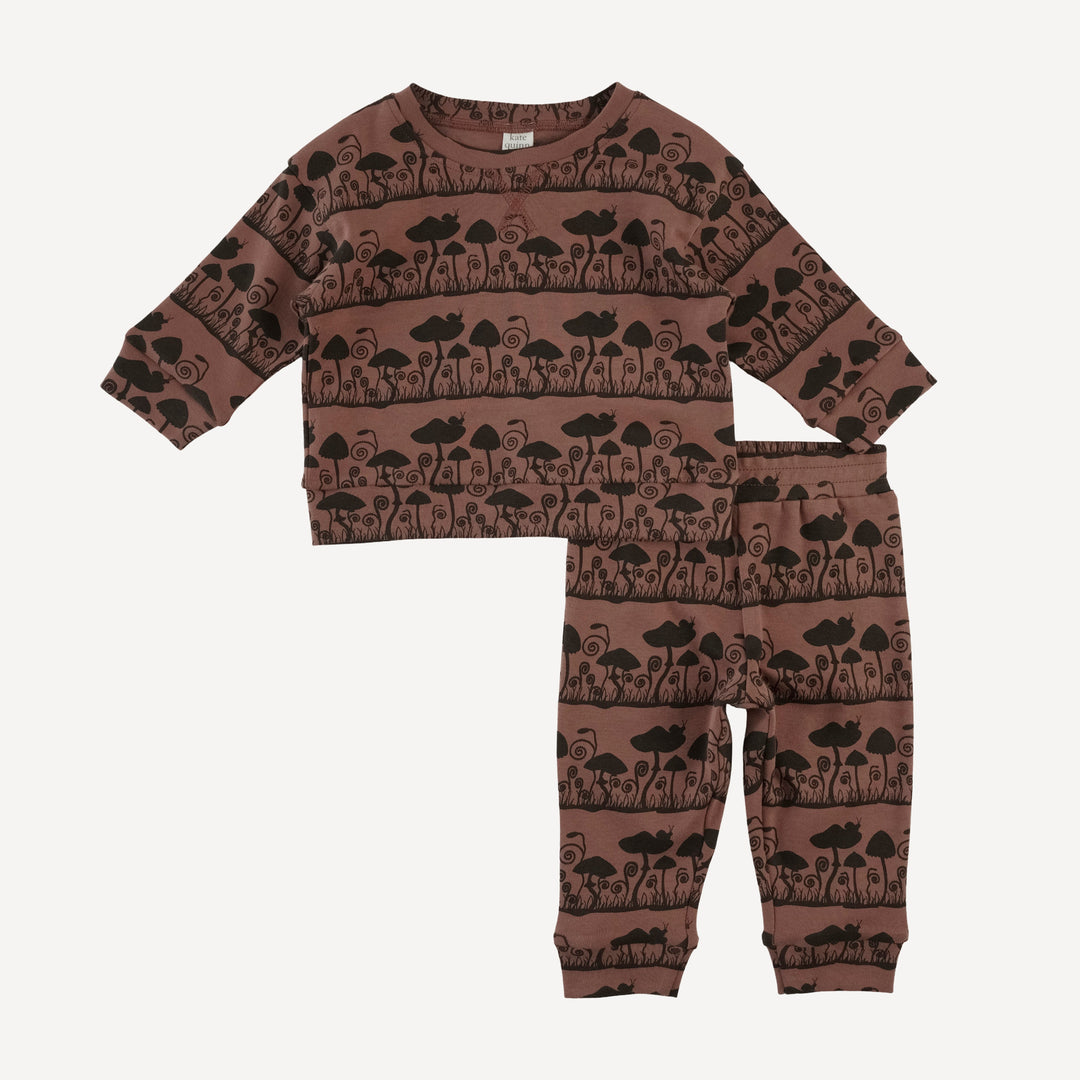 long sleeve relaxed jogger set | mushroom | organic cotton interlock