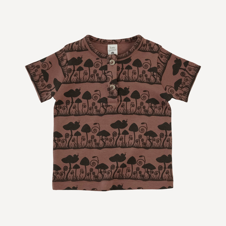 short sleeve basic henley tee | mushroom | organic cotton interlock