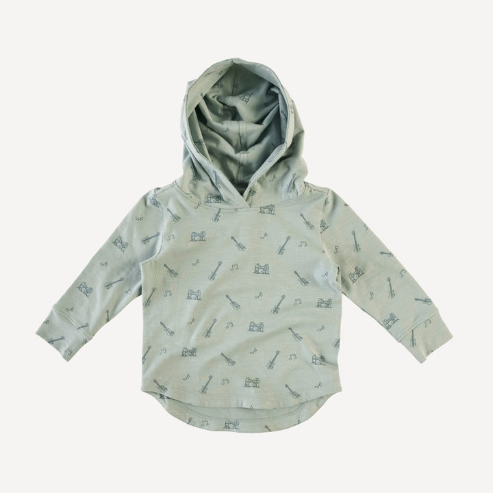 long sleeve shirt tail hem hoodie | blue smoke music | organic cotton slub