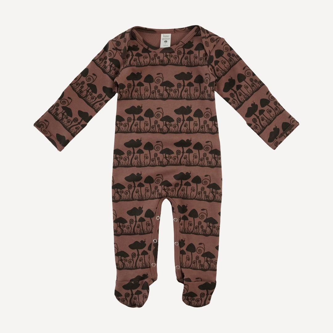 long sleeve lap neck footie | mushroom | organic cotton interlock