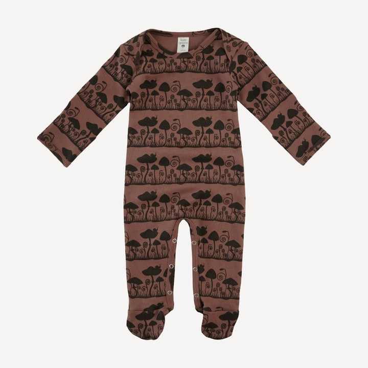 long sleeve lap neck footie | mushroom | organic cotton interlock
