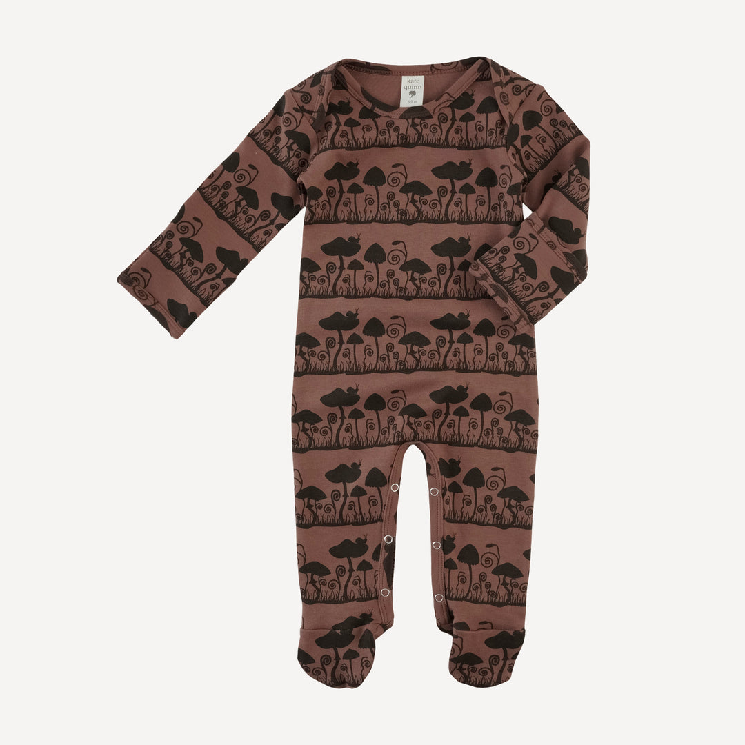 long sleeve lap neck footie | mushroom | organic cotton interlock