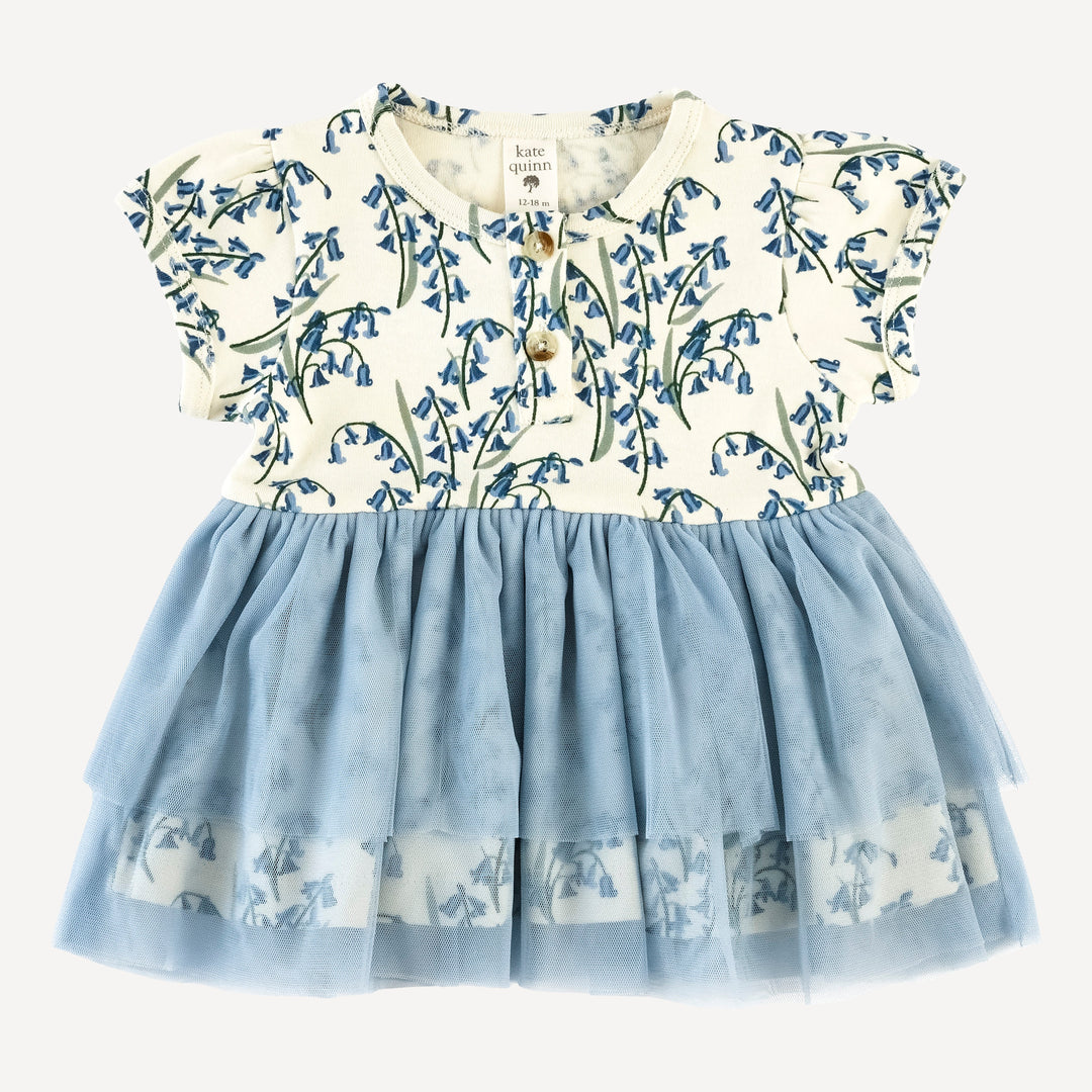 puff sleeve tulle top + legging set | bluebells | organic cotton interlock