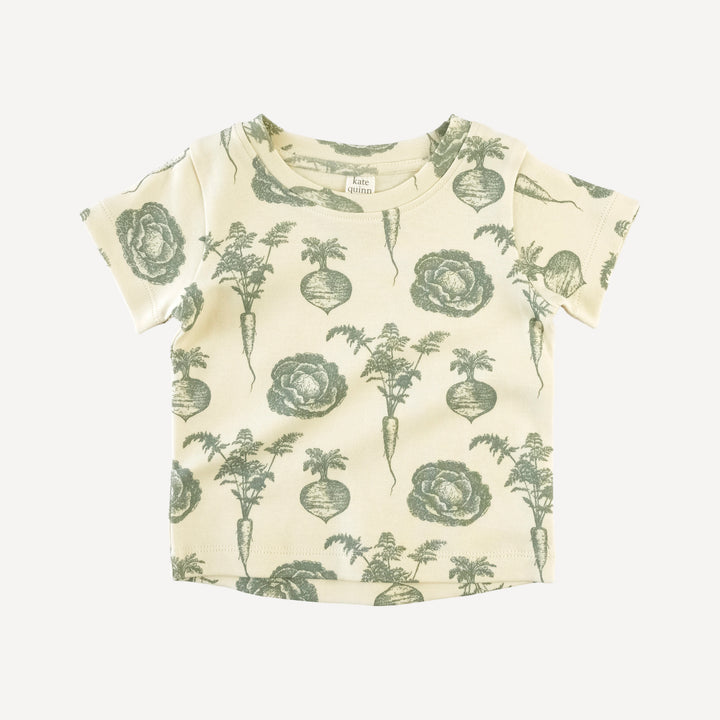 short sleeve essential boxy tee | jadeite veggies | organic cotton interlock