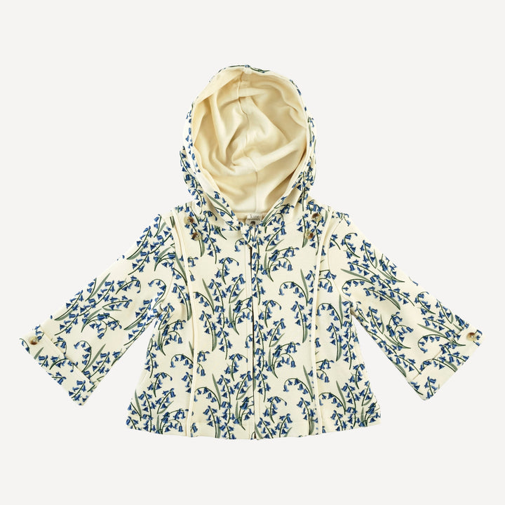 hooded princess a-line cardigan | bluebells | organic cotton interlock