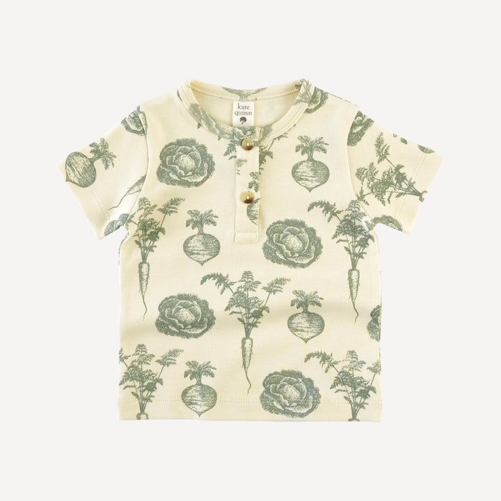 short sleeve basic henley tee | jadeite veggies | organic cotton interlock