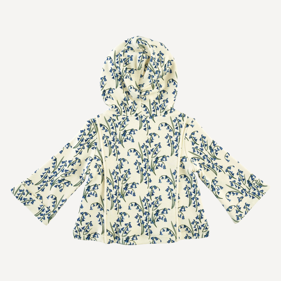 hooded princess a-line cardigan | bluebells | organic cotton interlock