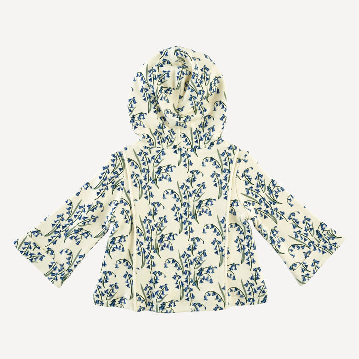 hooded princess a-line cardigan | bluebells | organic cotton interlock