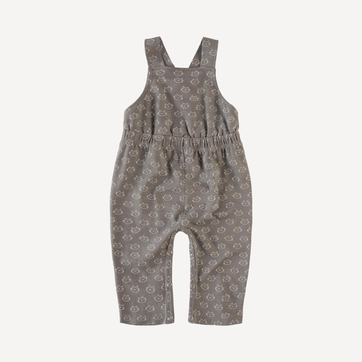 bib long jumpsuit | gray night kitty | organic cotton slub