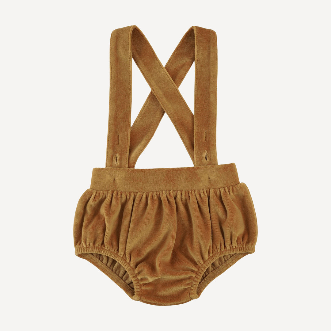 suspender bubble bloomer | apple cinnamon | organic cotton velour