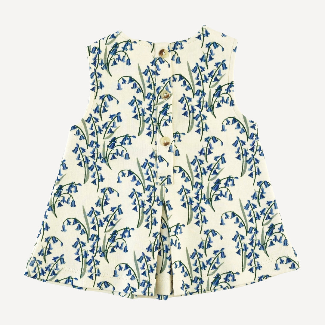 sleeveless button tab top | bluebells | organic cotton interlock