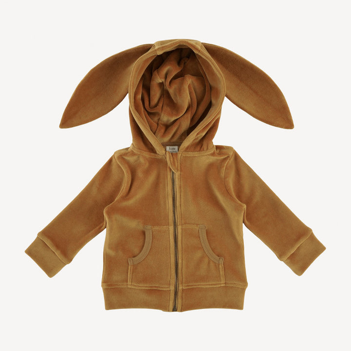 long sleeve bunny zip hoodie | apple cinnamon | organic cotton velour