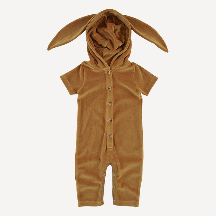 short sleeve relaxed bunny union jumpsuit | apple cinnamon | organic cotton velour