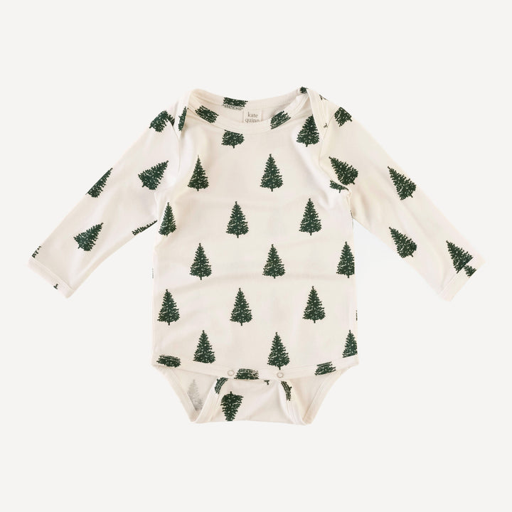long sleeve lap neck bodysuit | mountain view forest pine | bamboo