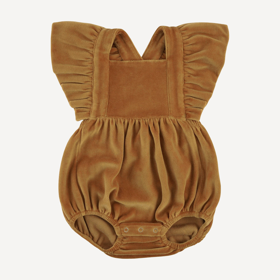 ruffle strap bubble | apple cinnamon | organic cotton velour