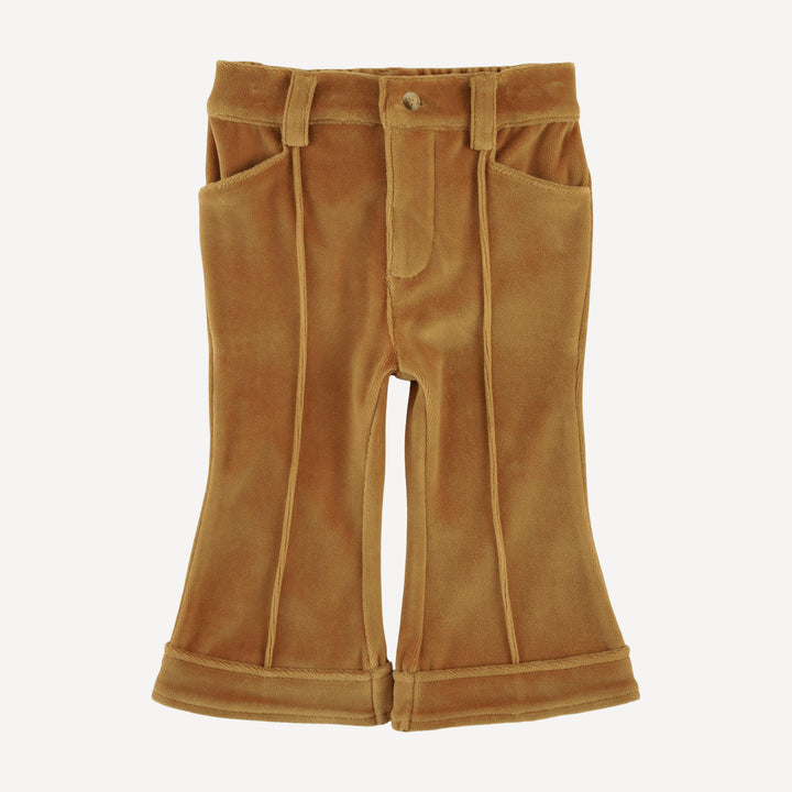 pintuck flare pant | apple cinnamon | organic cotton velour