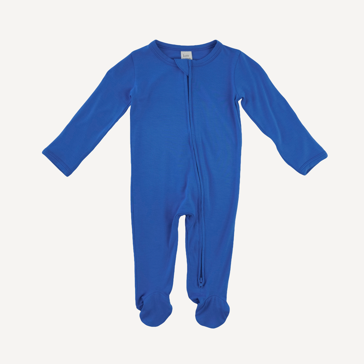 long sleeve two way zipper footie | palace blue | bamboo