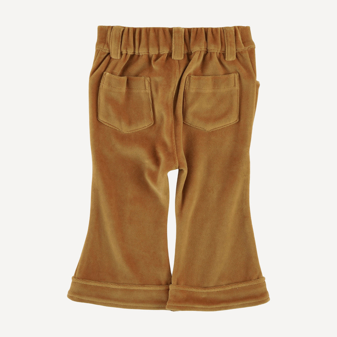 pintuck flare pant | apple cinnamon | organic cotton velour