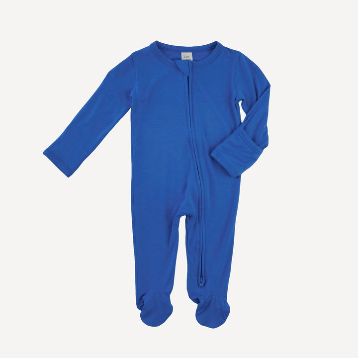 long sleeve two way zipper footie | palace blue | bamboo
