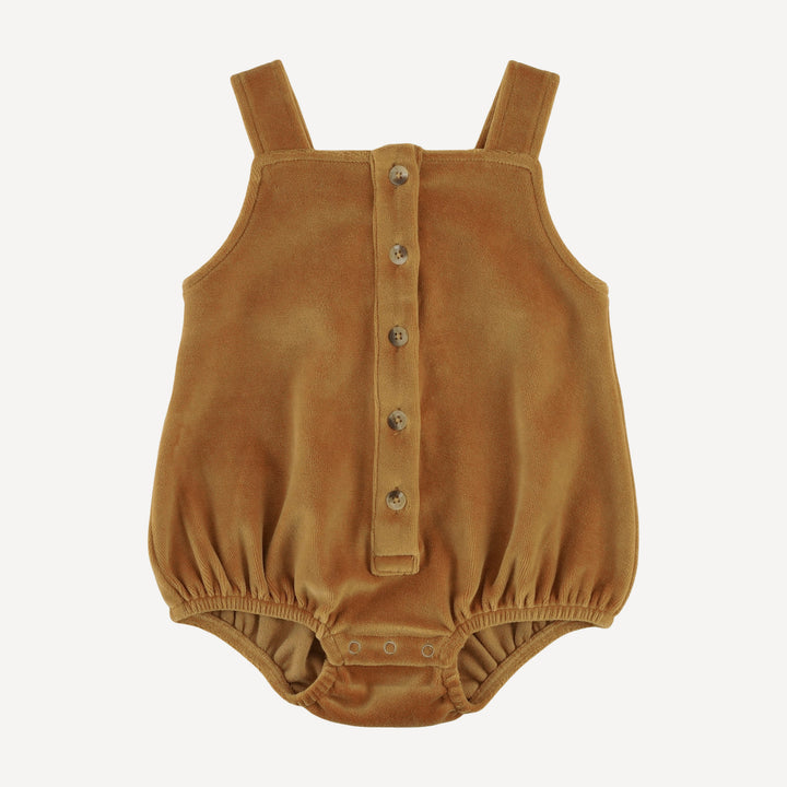 sleeveless button sun bubble | apple cinnamon | organic cotton velour