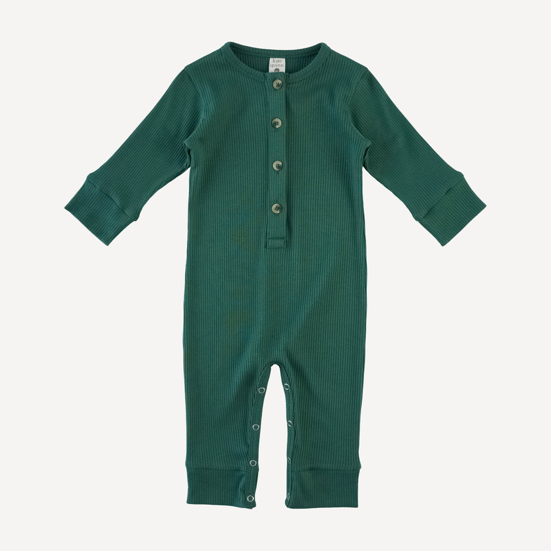long sleeve sport union suit | hunter  | organic cotton single rib
