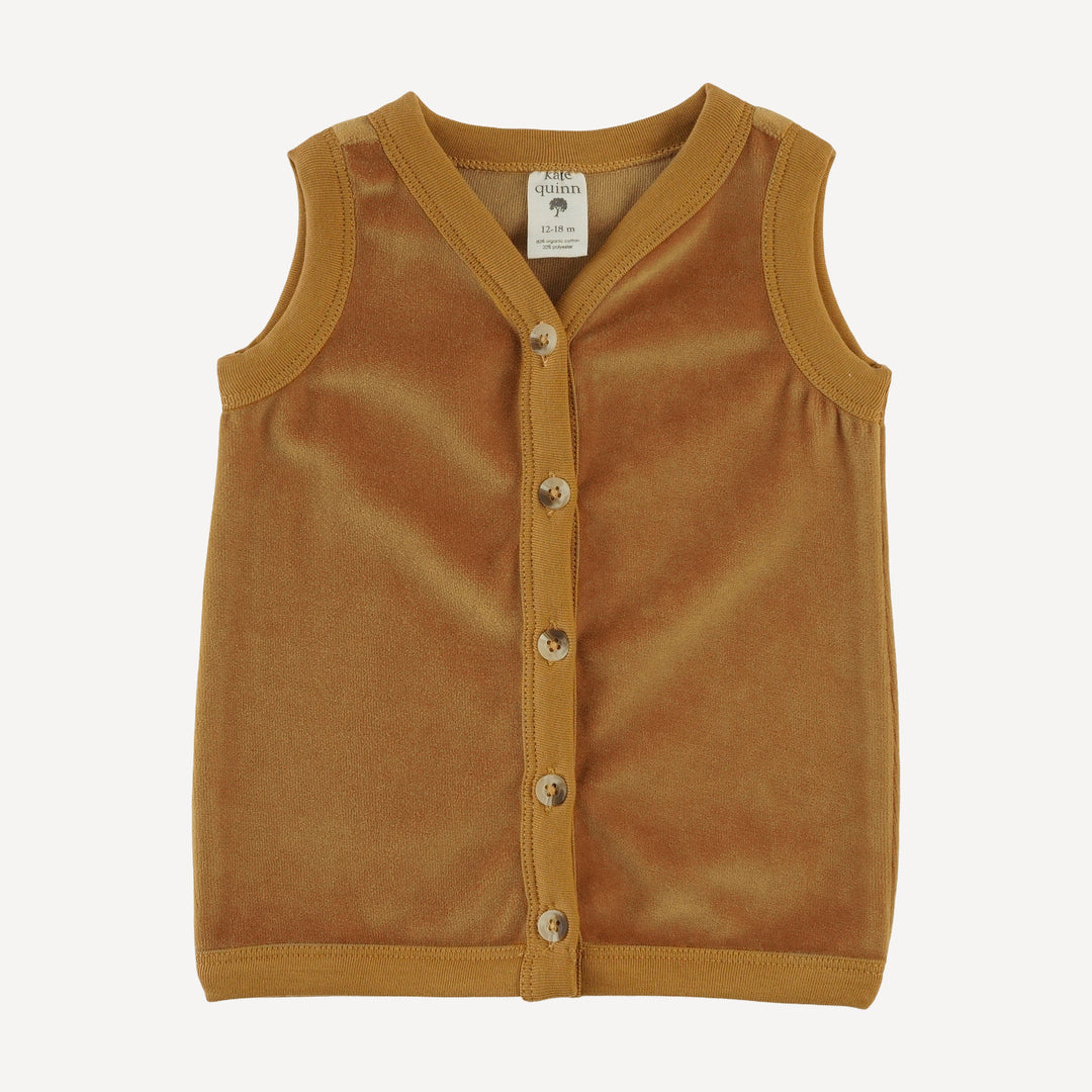 cardigan vest | apple cinnamon | organic cotton velour