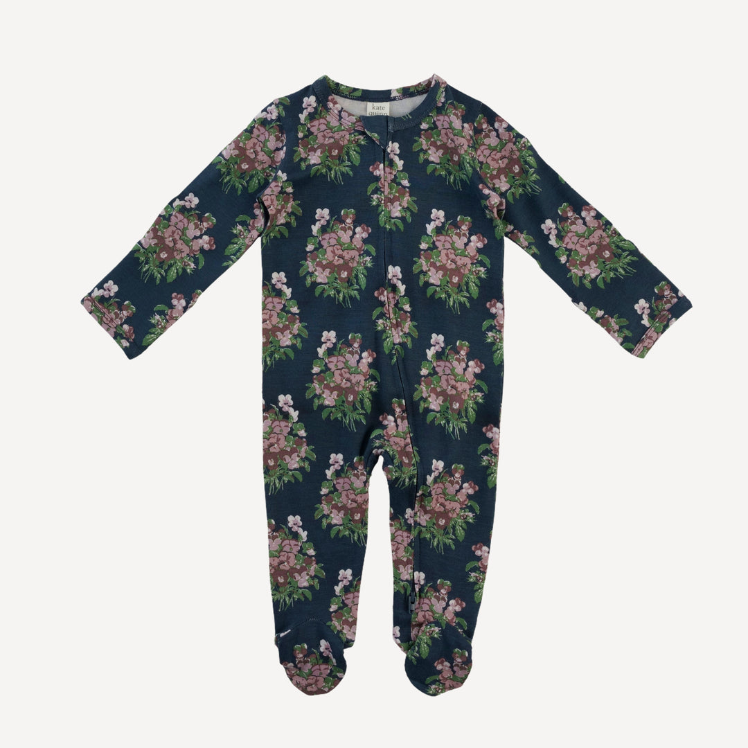 long sleeve two way zipper footie | mauve pansy | bamboo
