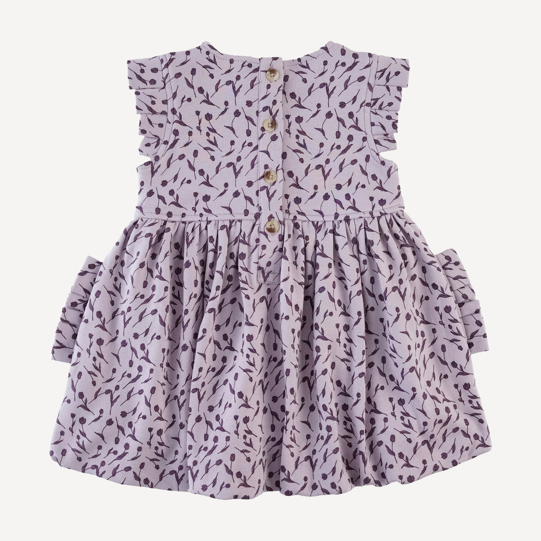 sleeveless pleated bubble dress | purple tulip | organic cotton interlock