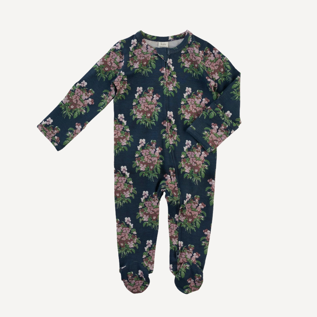 long sleeve two way zipper footie | mauve pansy | bamboo