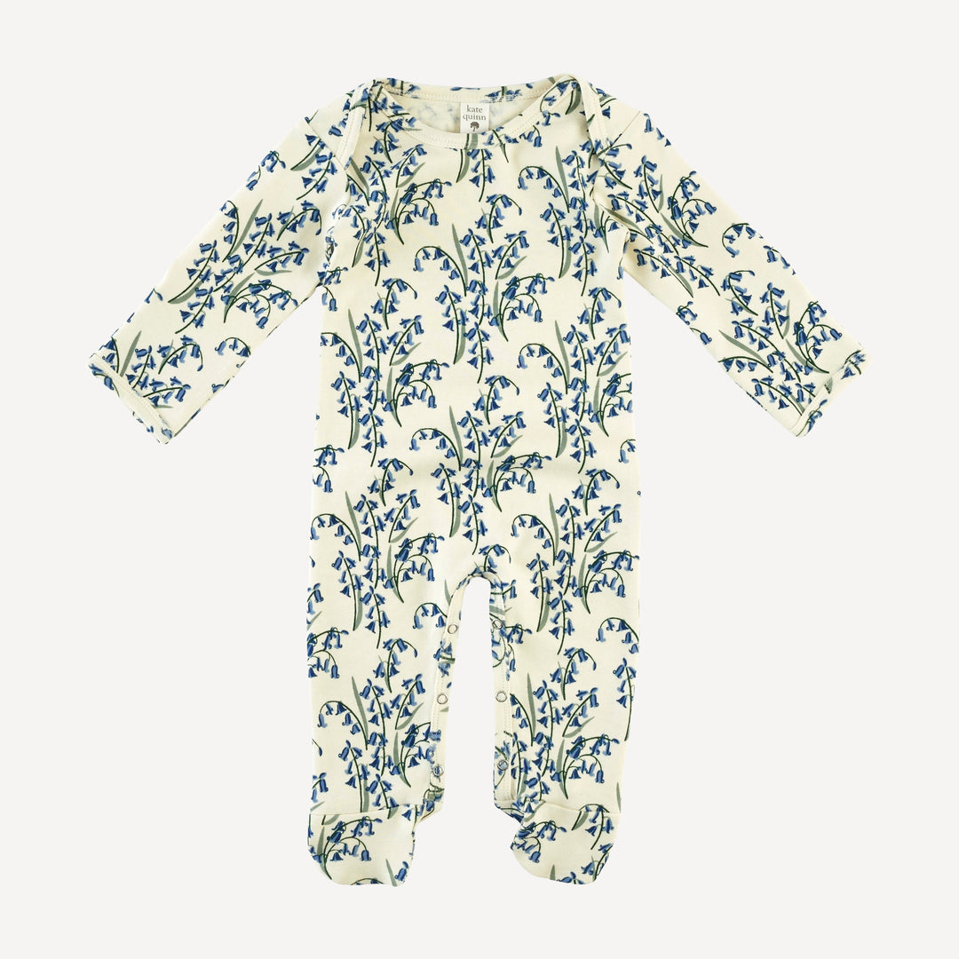 long sleeve lap neck footie | bluebells | organic cotton interlock