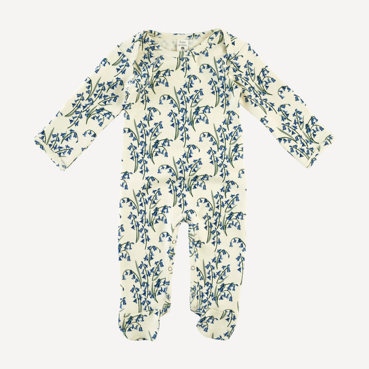 long sleeve lap neck footie | bluebells | organic cotton interlock