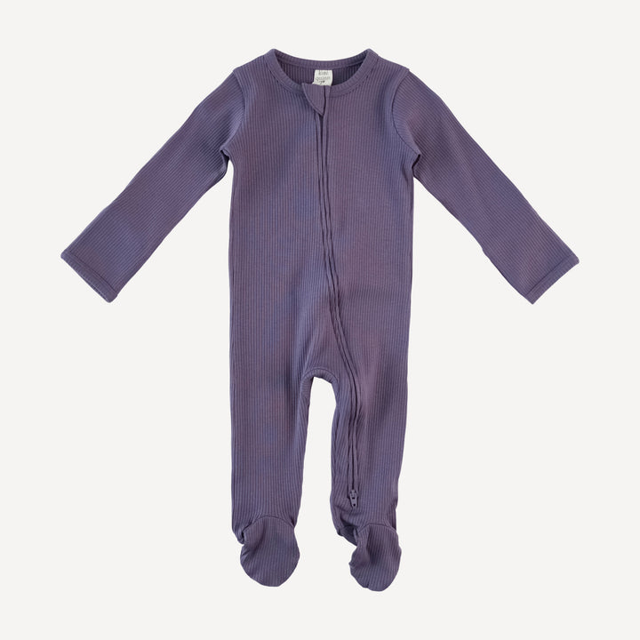 long sleeve two way zipper footie | grapevine  | organic cotton single rib