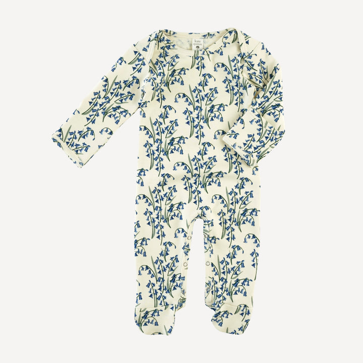 long sleeve lap neck footie | bluebells | organic cotton interlock
