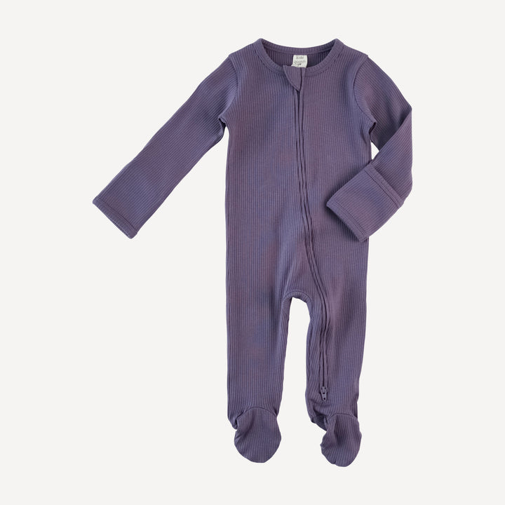 long sleeve two way zipper footie | grapevine  | organic cotton single rib