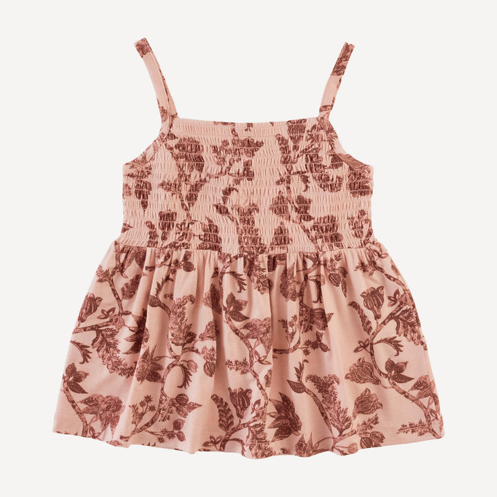 spaghetti strap smocked top | villa floral batik | modal