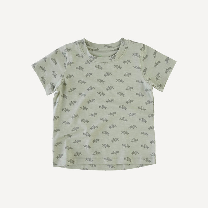 short sleeve essential boxy tee | dusty sage ufo | organic cotton slub