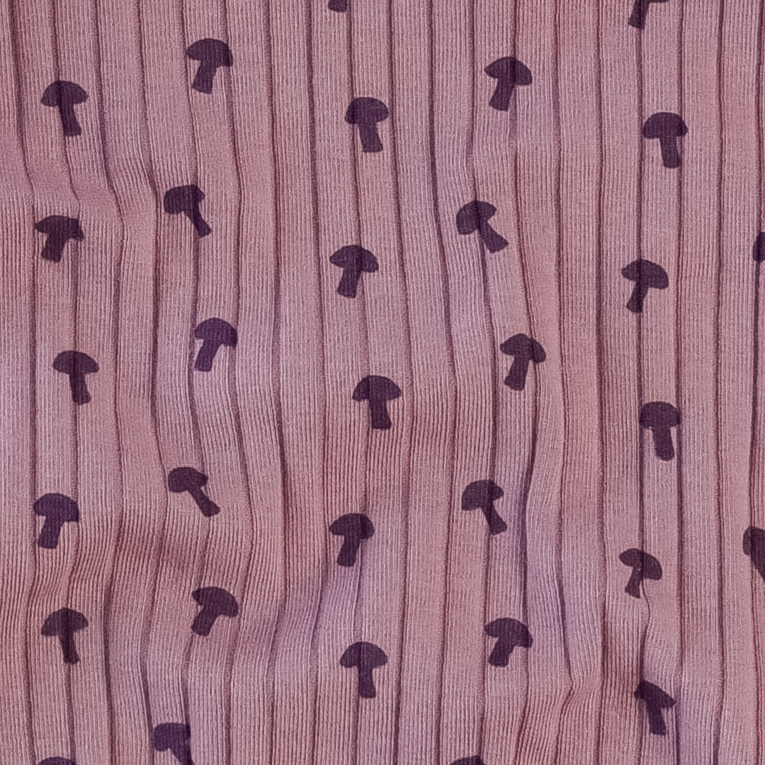 long sleeve zipper footie | dusk tiny mushroom | classic rib