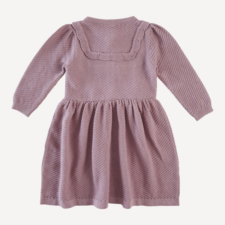 long sleeve scallop yoke sweater dress | dusty mauve | organic cotton moss knit