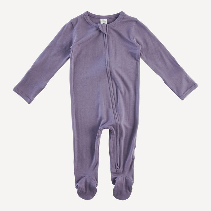 long sleeve two way zipper footie | dusty plum | bamboo