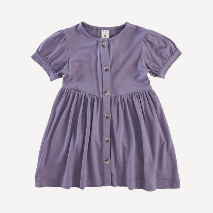 short sleeve button front v-waist dress | dusty plum | bamboo
