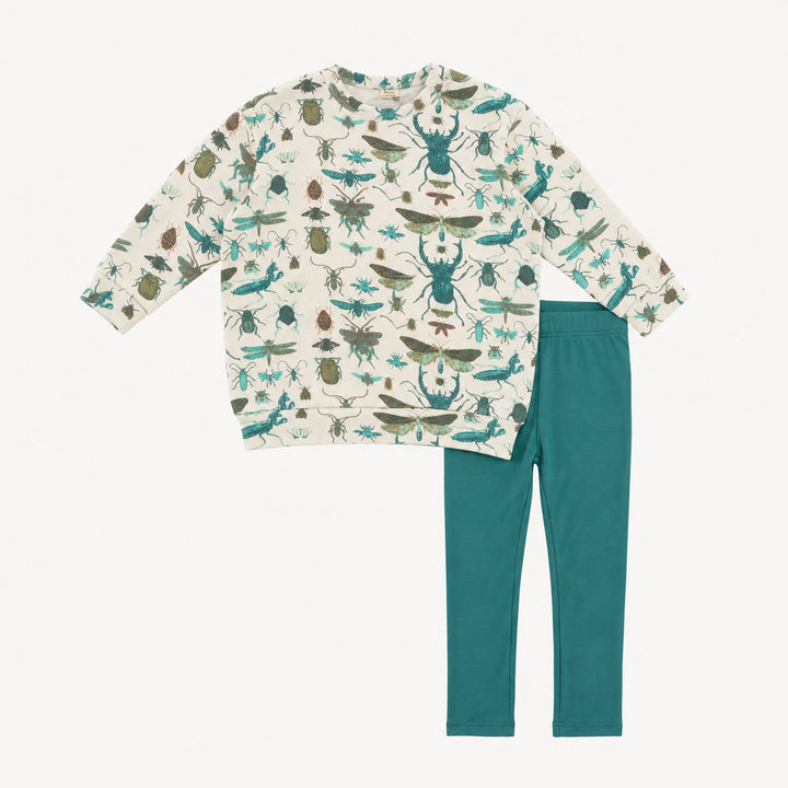 PREORDER oversized sweatshirt + legging set | aqua insects | modal