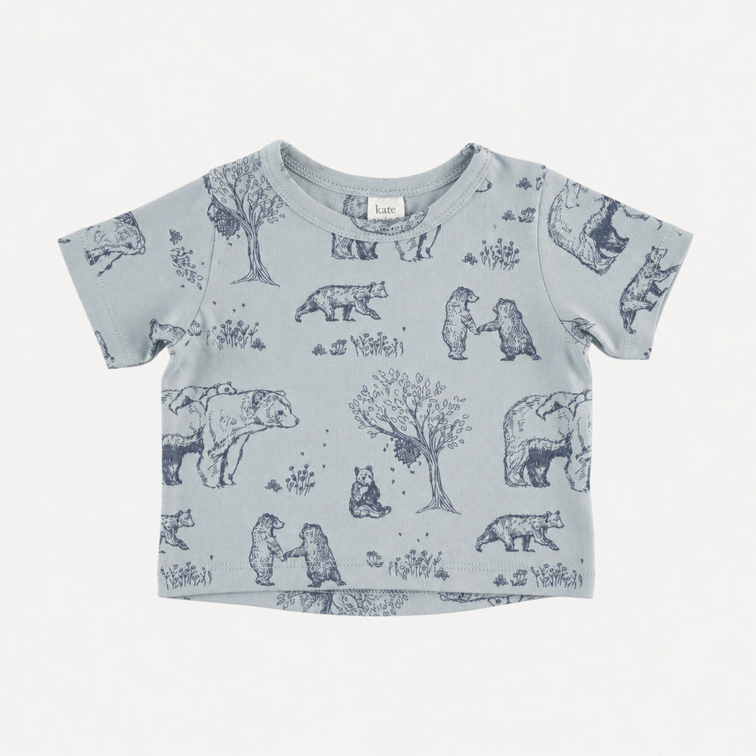 PREORDER short sleeve essential boxy tee | opal bear family | organic cotton interlock
