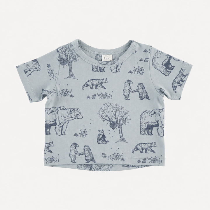 PREORDER short sleeve essential boxy tee | opal bear family | organic cotton interlock