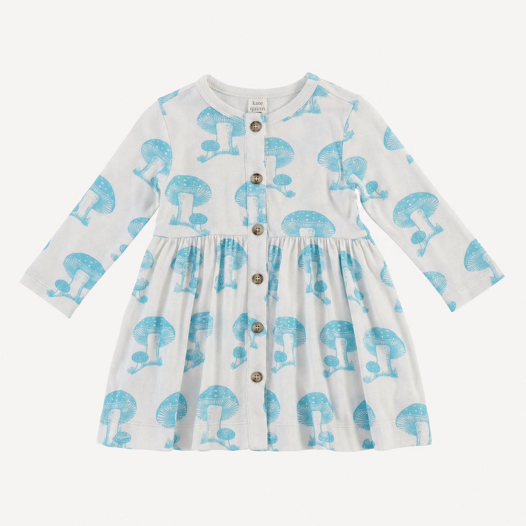 PREORDER long sleeve button dress | grotto toadstool | bamboo