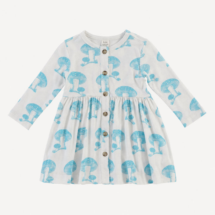 PREORDER long sleeve button dress | grotto toadstool | bamboo