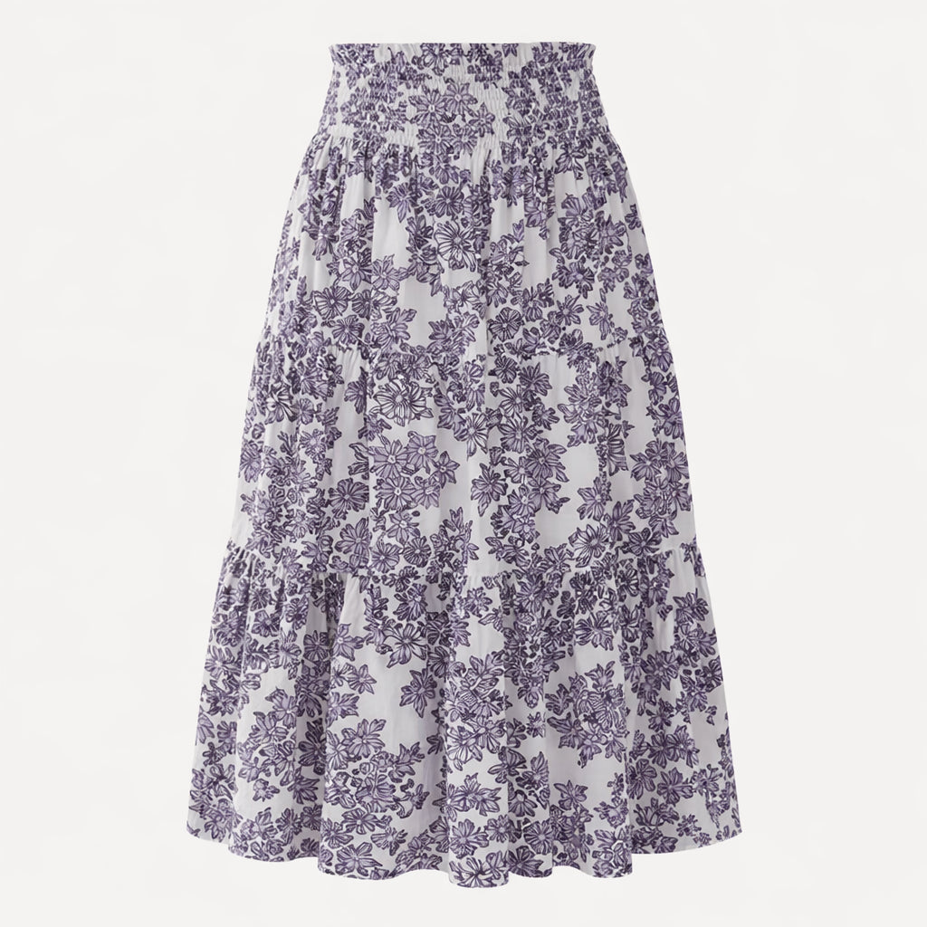 womens maxi skirt | lavender wildflower | organic cotton gauze
